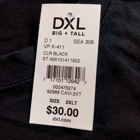 HB Mens DXL Big + Tall Size 2XLT Crew Neck Black Cotton Short Sleeve T-Shirt New - Picture 6 of 10